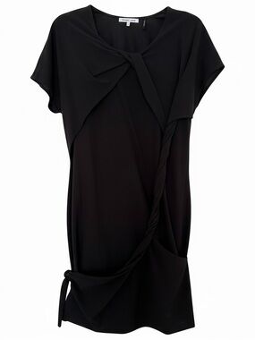 Helmut Lang Knot Twisted Front Midi Dress – Black – HLW32244 – Size Large
